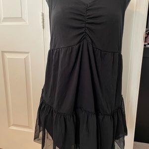 Black tank tiered with mesh